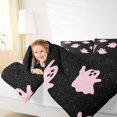 thumbnail image 3 of Homewish Pink Ghost Full Size Bedding Sets for Kids, Sparkle Halloween Galaxy Stars Full Size Bed in a Bag, Black Reversible, 7 Pieces, 3 of 7