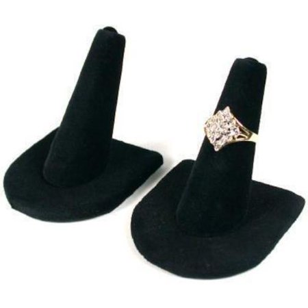 - 2 Black Velvet Ring Finger Jewelry Holder Showcase Display Stands