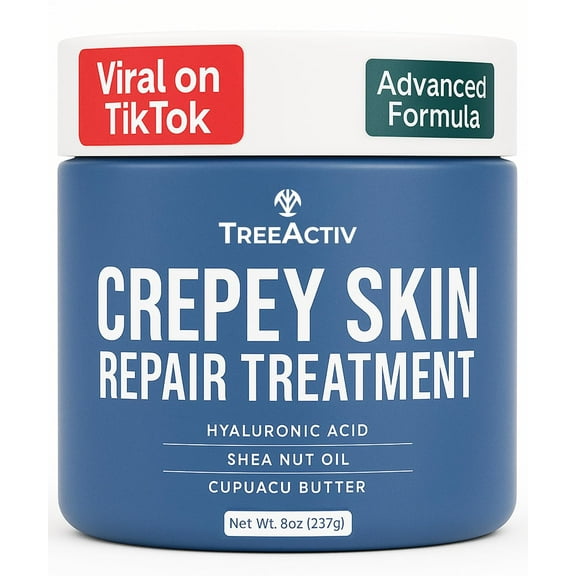 TreeActiv Crepey Skin Repair Cream with Hyaluronic Acid, Firming Body Moisturizer, 8 fl oz