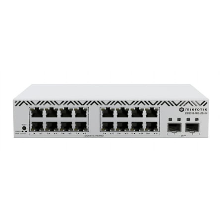 MikroTik CSS318-16G-2S IN – Compact 16-Port Gigabit Managed Switch with 2x 10G SFP  Uplinks & SwOS