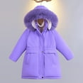 thumbnail image 2 of Girls Winter Coats with Hooded Puffer Jacket Kids Purple Jacket Zipper Long Sleeve Thicken Waterproof Jacket Kids 4-5 Years Winter Coat Girl, 2 of 3