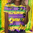thumbnail image 2 of Lorytime Carnival Women's T Shirts Short Sleeve Musk Tuesday Tee Tops Crewneck Mardi Gras Clothes Loose Holiday Wear, 2 of 6