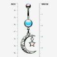 thumbnail image 2 of Hematite Crescent Filigree Moon Star Sparkle Belly Button Ring-Hematite, 2 of 3