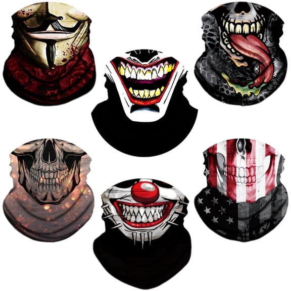 6 Pack Headwear Neck Gaiter Face Mask Bandana Scarf Balaclava for men women