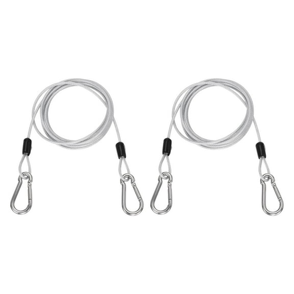 Uxcell 4.9ft (59.1") Security Steel Cable with Snap Hook, 2Pcs Coated Flexible Double Loop Wire Rope Bike Cable Lock Security Chain for Outdoor Travel Luggage, Clear