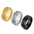 thumbnail image 6 of 8 Styles Silver/Black/Gold/Blue Spinner Chain Cz Band Stainless Steel Spin Ring, 6 of 8