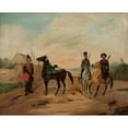 thumbnail image 3 of Tadeusz Brodowski 14x12 Black Modern Framed Museum Art Print Titled - Three Horsemen on the Road (1838), 3 of 5