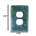 thumbnail image 2 of Set of 2 Western Tooled Floral Turquoise Wall Double Receptacle Outlet Plates, 2 of 8