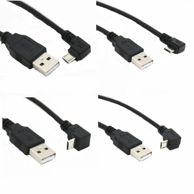 Woeilo Black Angled 90 degree 29cm Micro USB Male to USB Data Charging FAST Cable W2Z8