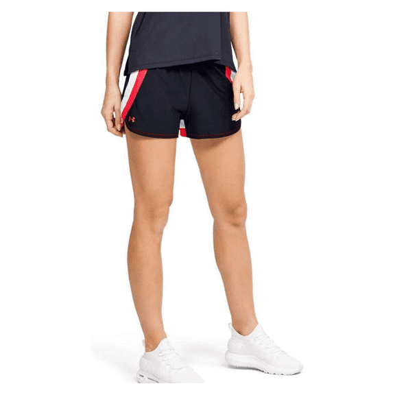 Under Armour Black Stripe Wordmark Logo UA Shorts Hand Pockets Women's Size