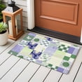 thumbnail image 4 of Entryway Rug 2'x3', Spring Floral Checkered Small Rug for Kitchen Bathroom Door Mat Indoor Entrance, Sage Green Purple Buffalo Plaid Non-Slip Area Rugs Floor Mats Carpet Front Door Rugs, 4 of 8