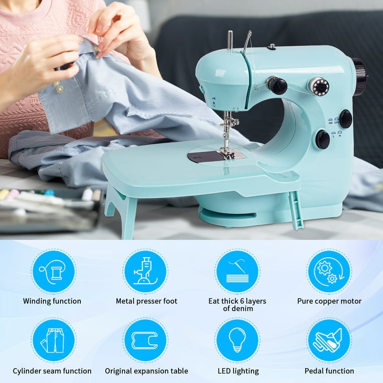 Magicfly Mini Sewing Machine for Beginner, Dual Speed Portable Sewing  Machine Machine with Extension Table, Light, Sewing Kit for Household,  Travel White 