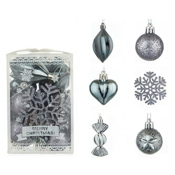 JikouIivo Christmas Ornaments Set Christmas Tree Decorations Christmas Tree Ornaments Set Assorted Christmas Balls with Gift Box Shatterproof Hanging Ornaments for Xmas Party Decor(Grey)