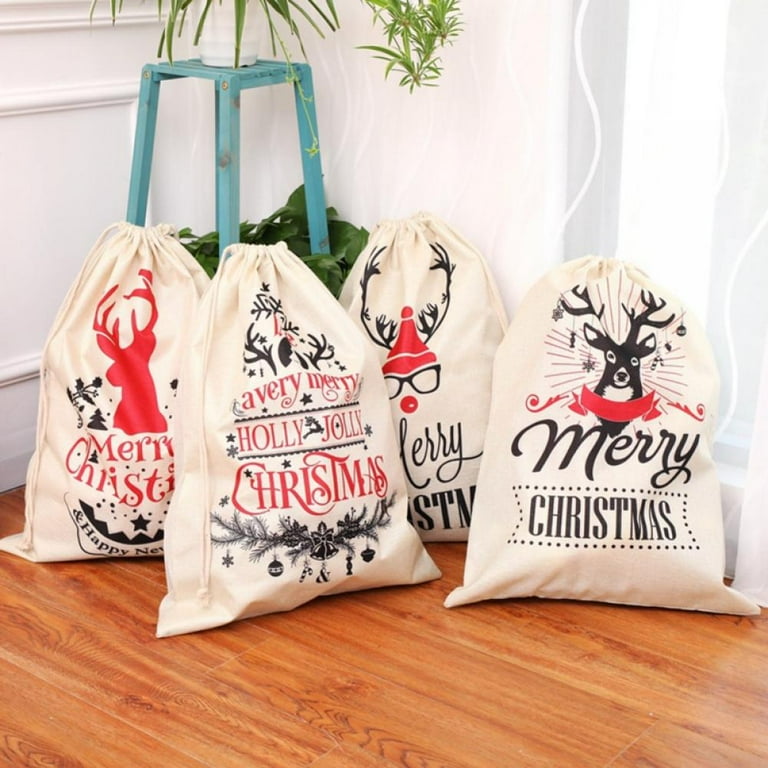 Canvas Santa Sack, 18.5 X 25.5 Inch Large Santa Bags for Gifts, Personalized  Christmas Sacks for Presents with Drawstring（3 pack) 