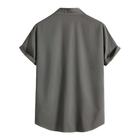 

Fsqjgq Printed Button Shirt Men Spring Summer Shirts Solid Color TurnCollar Casual Top Short Sleeve Shirt Fashion Casual Shirt Long Sleeve Scrub Tee Spandex Gray S