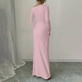 thumbnail image 5 of Qulqfy Long Sleeve Womens Fall Dresses for Wedding Guest Pink Maxi Cold Shoulder Fashion Bodycon Dresses Dresses for Women XXL, 5 of 8