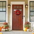 thumbnail image 4 of SMKE Fall Pumpkin Wreath for Front Door,Rustic Harvest Wreath with Witch Hat Jack-O'-Lantern,Farmhouse Halloween Porch Yard Decor,Pumpkin Harvest Wreath Rustic Wreath Fall Decor,Orange 12.2in, 4 of 5