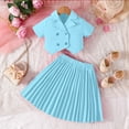 thumbnail image 4 of Girls Light Blue 2 Piece Set | Blazer Vest & Pleated Skirt Outfit | Soft Stretch Party & Play Clothes for Kids Kids | Church Birthday Dressy Outfit (2T-8 Years),Size 2-3 T, 4 of 6