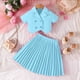 thumbnail image 4 of Conjunto de falda y top para niña, conjunto de dos piezas con falda plisada, top de manga corta y media falda para niño, ropa de abrigo y falda, ropa infantil, top de poliéster para niño, 4 of 6