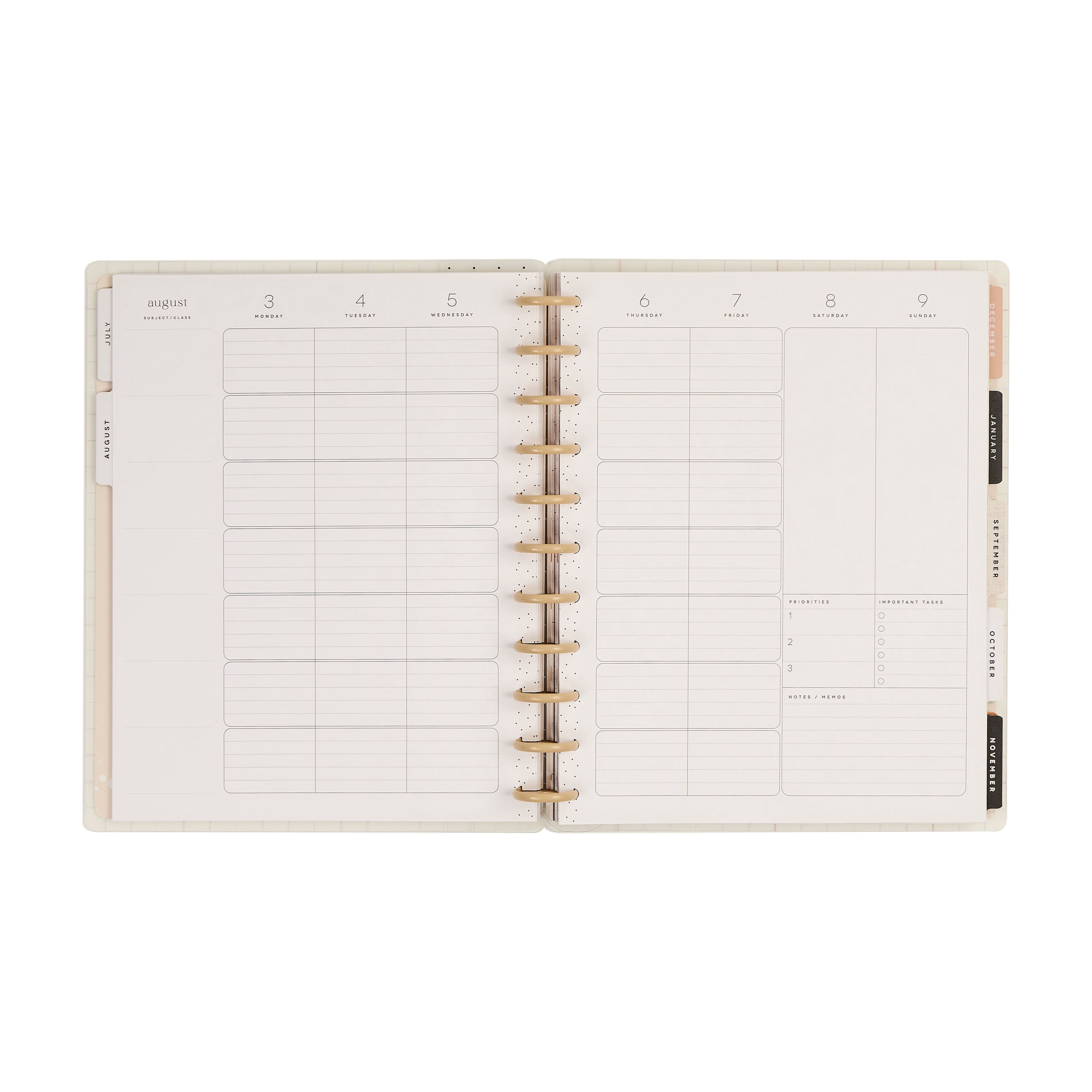 The Happy Planner Soft + Modern Big Teacher Planner, July 2026–June 2027, 12-Month Disc Bound Planner with Stickers & Bonus Months