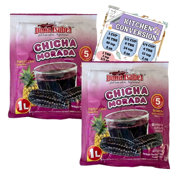 Dona Isabel Chicha Morada Beverage Mix - Peruvian Drink, 4.2 oz (2 ) with Kitchen Chard