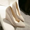 thumbnail image 6 of iOPQO Women's Wedges Women Business Suit Shoes Casual Comfortable Pumps Shoe Wedges Single Shoes Wedge High Heels Pumps Frosted Beige 41, 6 of 6