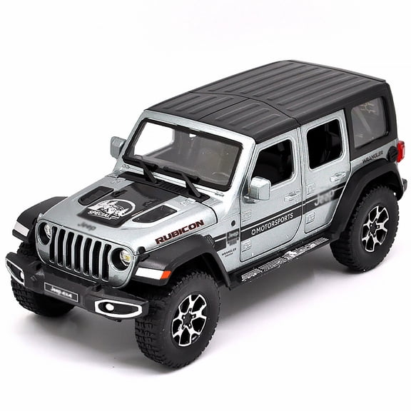 1: 24 Suitable for Jeep Wrangler Rubicon alloy die-casting metal car models with sound, light, and rebound functions, children's toy car collection, boys' birthday gifts