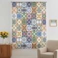 thumbnail image 3 of Vintage Mediterranean Sheer Curtains 45 Inches Long, Blue and Yellow Tiles Texture Light Filering Curtains, Breathable Simi Curtain Privacy Drapes for Kitchen Bathroom Small Window Treatment, 3 of 9