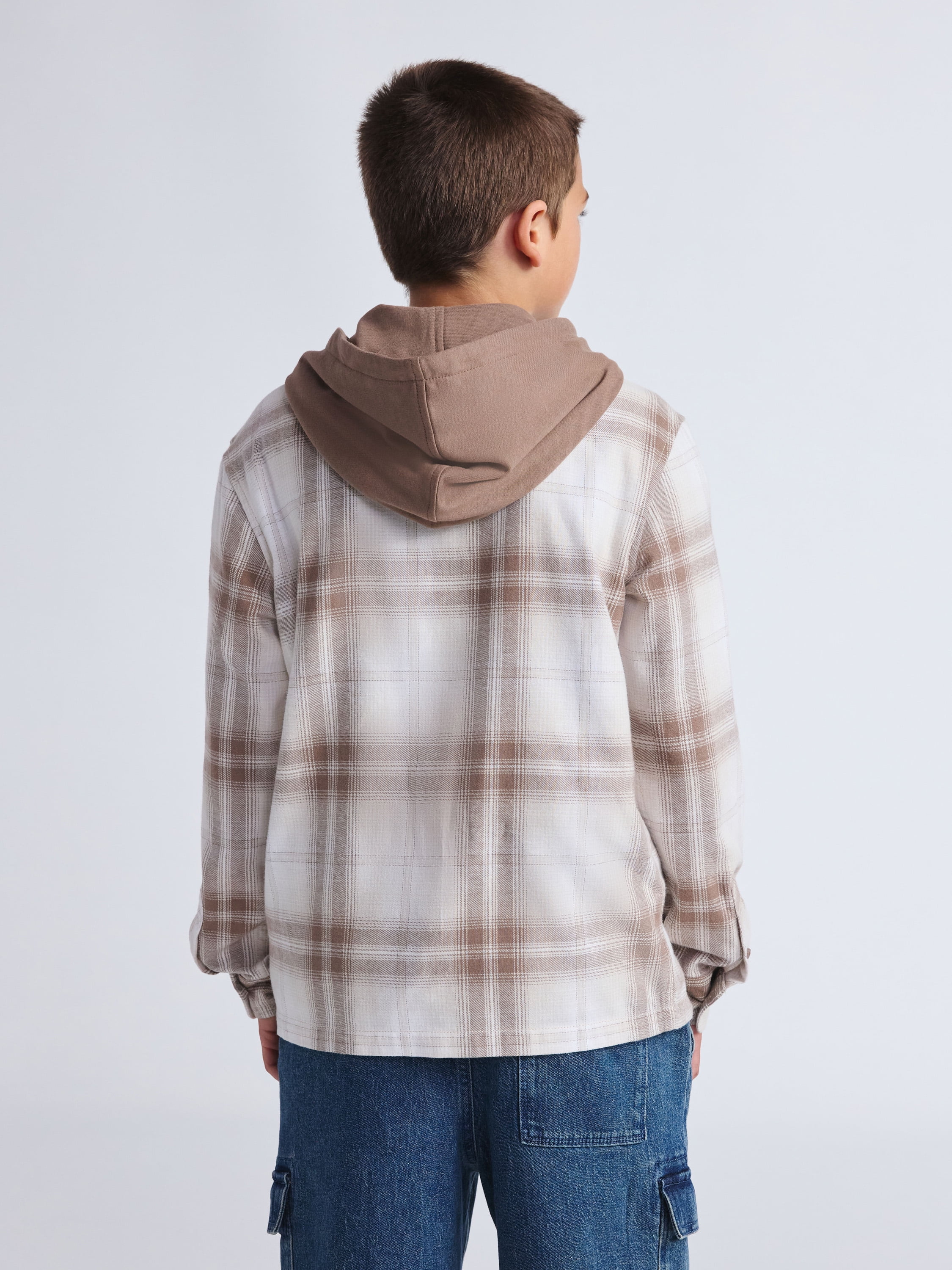 Weekend Academy Boys Hooded Flannel Shacket, Sizes 4-18