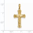 thumbnail image 2 of 14K Yellow Gold Gold Polished & Textured Crucifix w/Jesus on Engraved Cross Pendant, 2 of 2