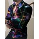 thumbnail image 1 of Tops para hombre Camisa social de lujo para hombre Camisa con solapa abotonada Camisa informal con estampado a cuadros de manga larga para hombre Cárdigan para club de graduación, 1 of 6
