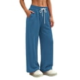 thumbnail image 7 of Zpanxa Wide Leg Sweatpants Women, Drawstring Elastic Waist, Loose Fit Solid Color Casual Lounge Athletic Bottoms, 7 of 7