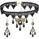 thumbnail image 1 of Conjunto de aretes de collar de encaje negro - Gargantilla con colgante de Lolita gótica Accesorios de ropa para boda Cumpleaños Navidad MFZFUKR WRMH-1488-2, 1 of 6
