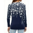 thumbnail image 4 of WTOBBY Women's Casual Loose Fit Floral Print Long Sleeve Hem Slit T-shirt Round Neck Top Fashionable Comfort Wear Soft Material Daily Outfit Essential for US Market Wardrobe,Navy S, 4 of 5