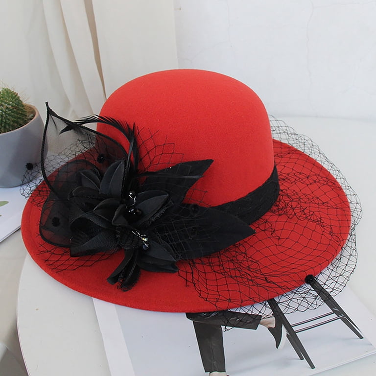 50% Off Clearance Women Flower Decor Bowler Fedora Hat with  display picture 2