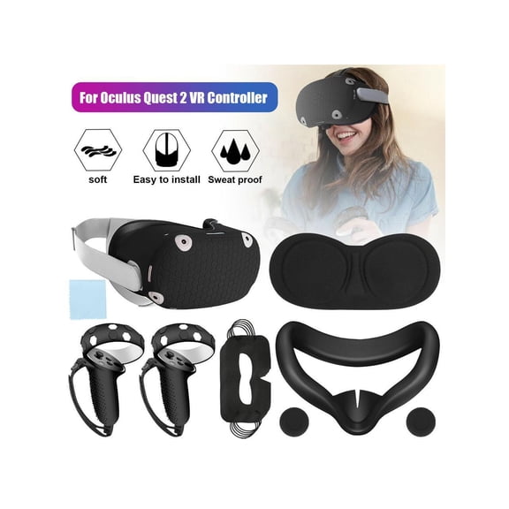Oculus Quest 2 Accessories, Quest 2 Face Cover, Oculus Quest 2 Controller Grips Cover ,VR Shell Cover with Protective Lens Cover and 5 Disposable Eye Cover