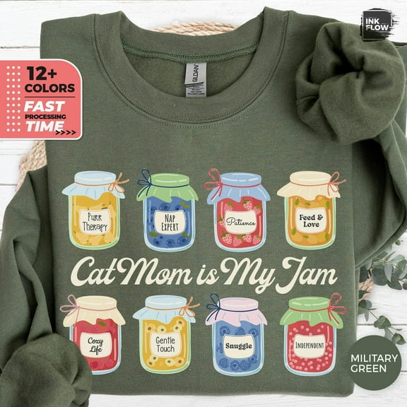 Cat Mom Is My Jam Sweatshirt, Cat Lover Sweater, Cat Lover Sweatshirt, Pet Mom Hoodie, Her, Feline Lover Mom, Cat Mom Gift TSHIRT All Size S-5XL