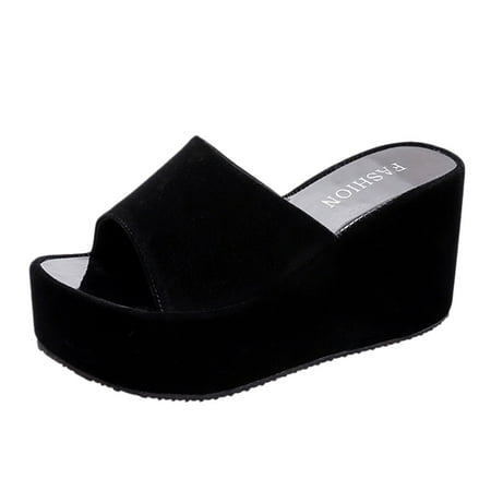 

asdoklhq Womens Shoes Clearance Under $20 Women‘s Summer Open Toe Wedges Slippers Beach Walk Shoes Sandals Shoes