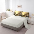thumbnail image 5 of Feelyou Wildflower Boat Twin Bedding Sets for Men Women, Forest Lake Country Outdoor Nature Bedding Comforter Set, Gold Yellow, Grey Reversible, 7pcs, 5 of 7