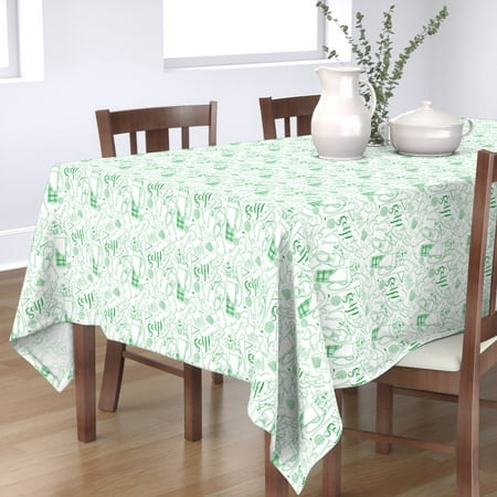 

Cotton Sateen Tablecloth 70 x 108 - Golf Green Shoes Balls Sport Print Custom Table Linens by Spoonflower
