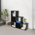 thumbnail image 5 of 1 PCS Black L-Shaped Storage Bookcase, 6-cube L-Shaped Corner Shelf for Home/Office, Freestanding L-Shaped Stepped Bookcase, 6 Compartments, 5 of 11