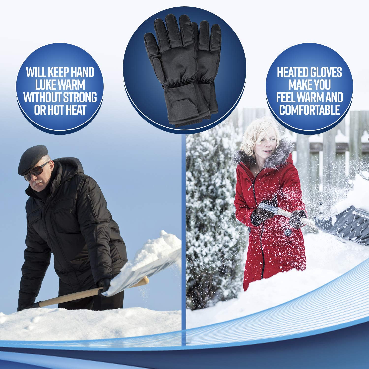 Heated Warm Gloves Men & Women - One Adult Size Thermal Electric Battery Operated Heating Warming Gloves Perfect as Insulated Hand Warmer Winter Activities Outdoor Sports Ski Hunting Snow Shoveling