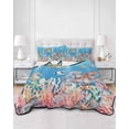 thumbnail image 2 of Quilts Twin Size Bedding Set, Blue Turtle Coastal Lightweight Quilted Comforter, Nautical Summer Beach Coral Octopus Jellyfish Soft Bedspread Coverlet with Pillow Covers for All Season, 68" x 86", 2 of 7