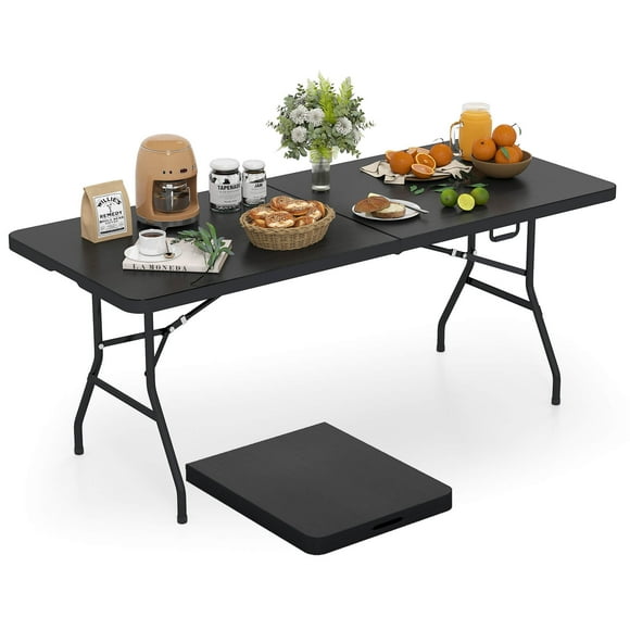Costway 6' Folding Table Portable Plastic Indoor Outdoor Picnic Party Dining Camp Tables Black