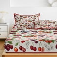 thumbnail image 6 of Twin Sze Fitted Sheet Set - Cherry 2 Piece Bedding Sets 16" Deep Pocket Fitted Sheet with 1 Pillowcase, Vintage Watercolor Purple Red Fruits on Linen Brushed Microfiber Hotel Luxury Bed Sheets, 6 of 9