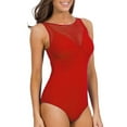 thumbnail image 3 of Efsteb Women Swimsuit Clearance Solid Color Fashion Bathing Suit Summer Swim Swimsuits Beach Bikini Slim Swimwear (Red,M), 3 of 4