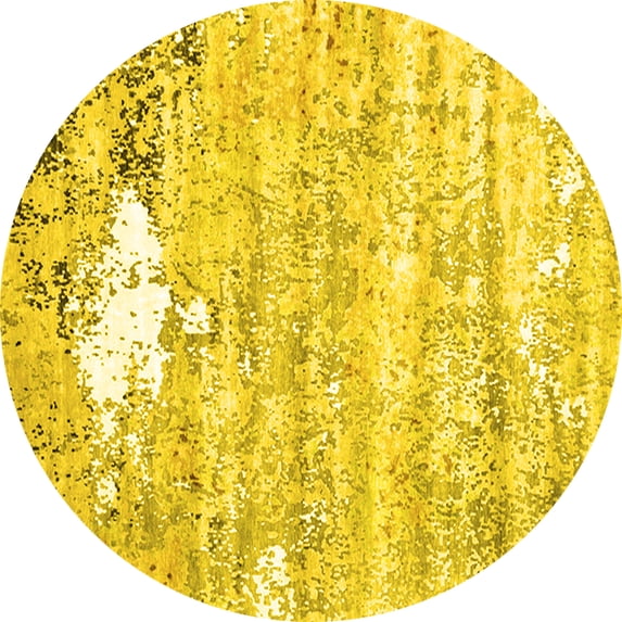 Ahgly Company Indoor Round Oriental Yellow Industrial Area Rugs, 5' Round