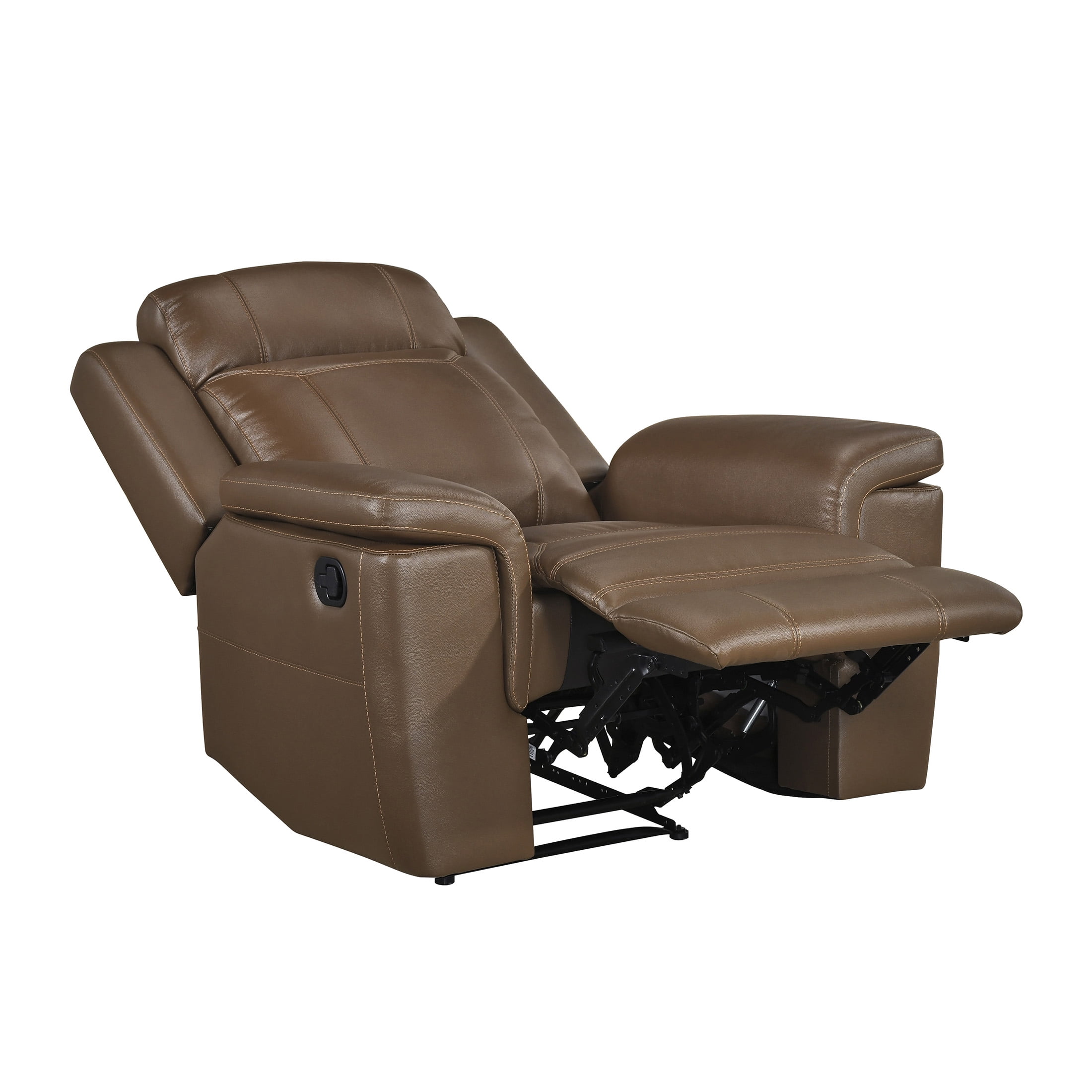 OakvillePark Livaro Leather Match Manual Reclining Chair, Camel