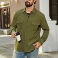 thumbnail image 7 of Mens Sweatshirts, Men's Causal Shirt Jacket Lightweight Long Sleeve Overshirt Classic Button down Shacket Jacket with 2 Flap Pockets, 7 of 7