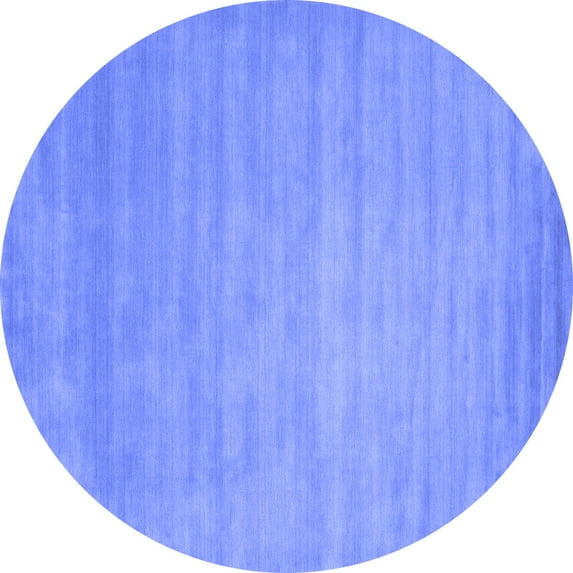 Ahgly Company Machine Washable Indoor Round Abstract Blue Contemporary Area Rugs, 3' Round